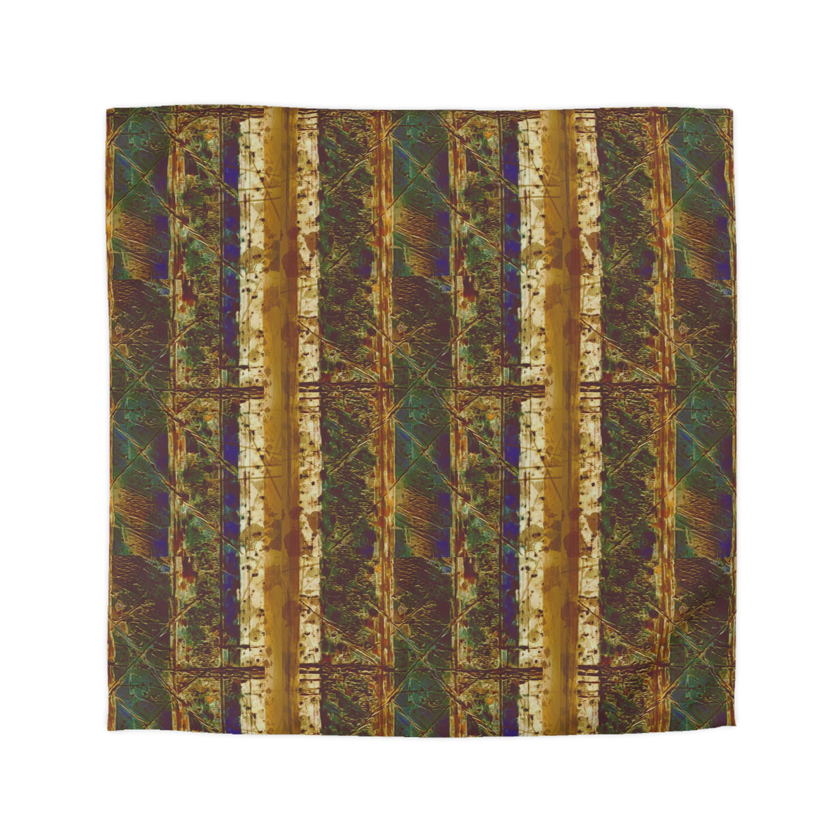 Forest Earthtone Stripes Microfiber Duvet Cover — Rustic but Elegant Woodland Bedding