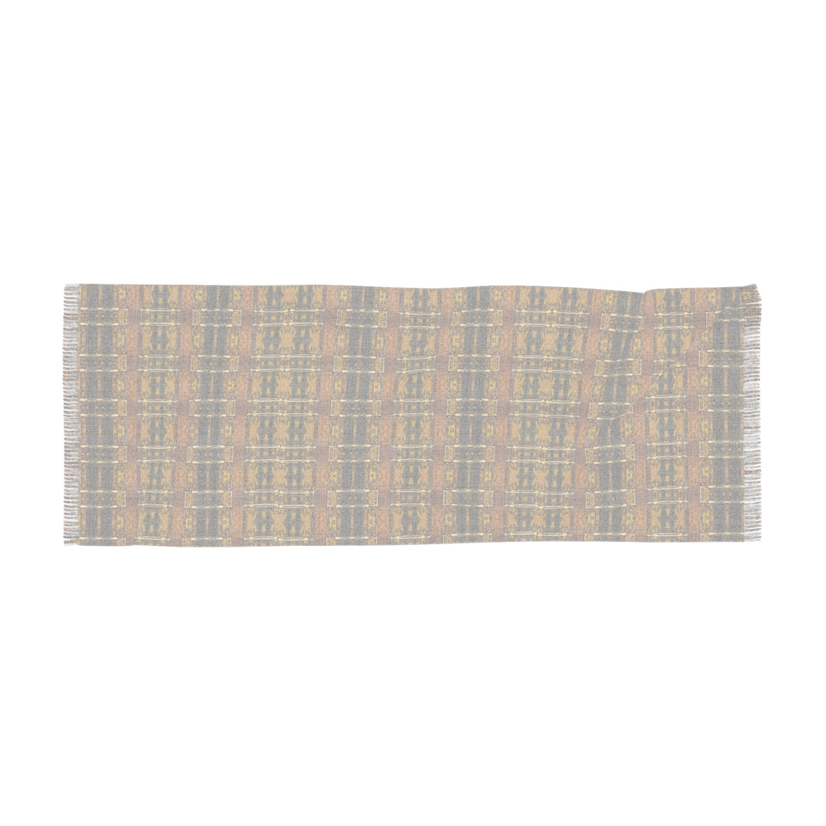 Autumn Plaid Lightweight Scarf – Warm Mustard Striped Patterned Wrap