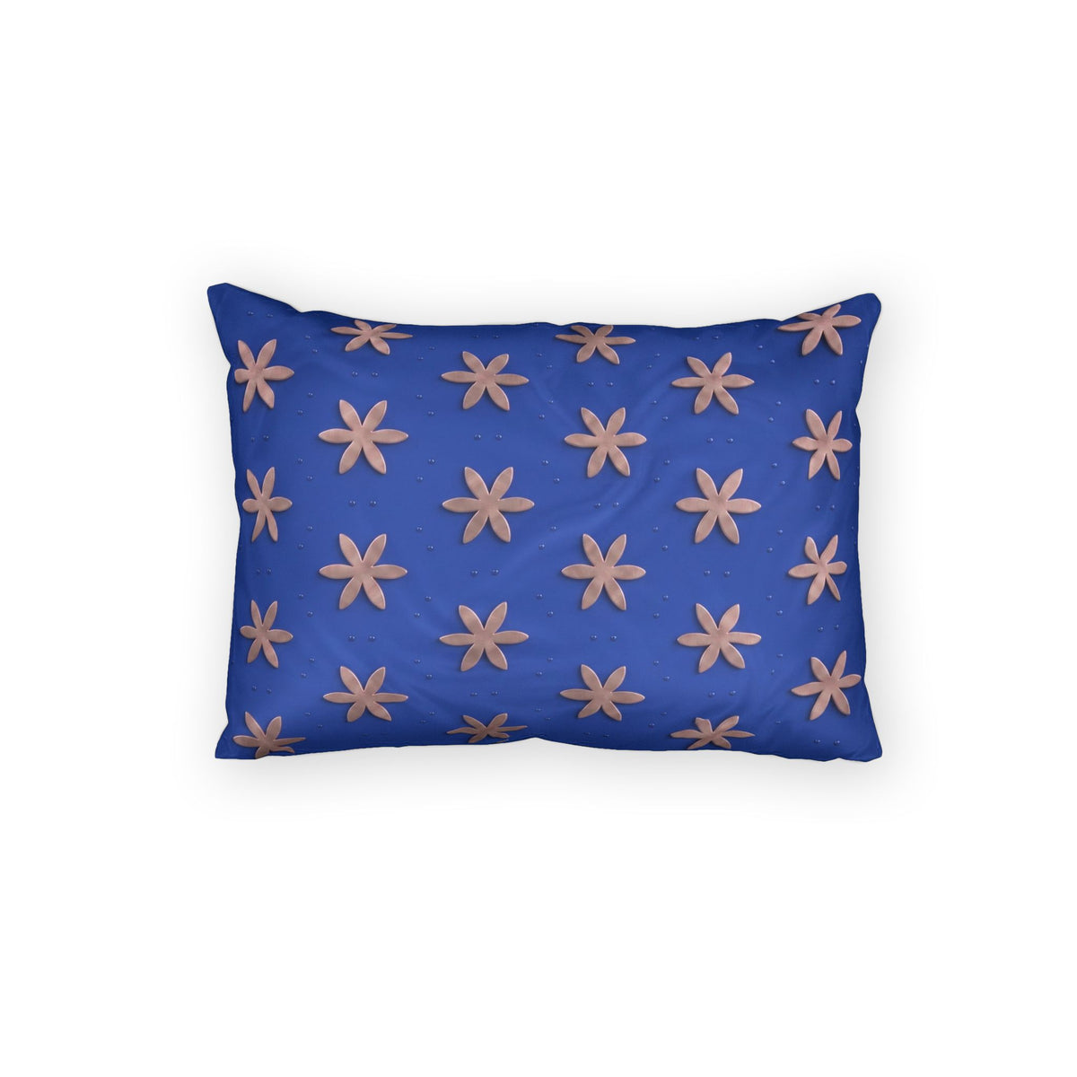 Modern Geometric Cotton Pillow Sham – Luminous Blue with Copper Patterned Accent Shopify