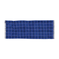 Medium Blue Plaid Lightweight Scarf — Subtle Orange Dot Grid Pattern