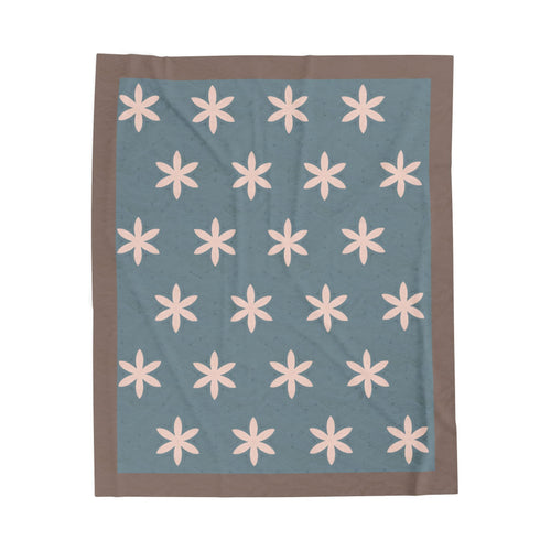 Abstract Pattern Plush Blanket — Soft Velveteen Throw for Cozy Living in cottage door Blue