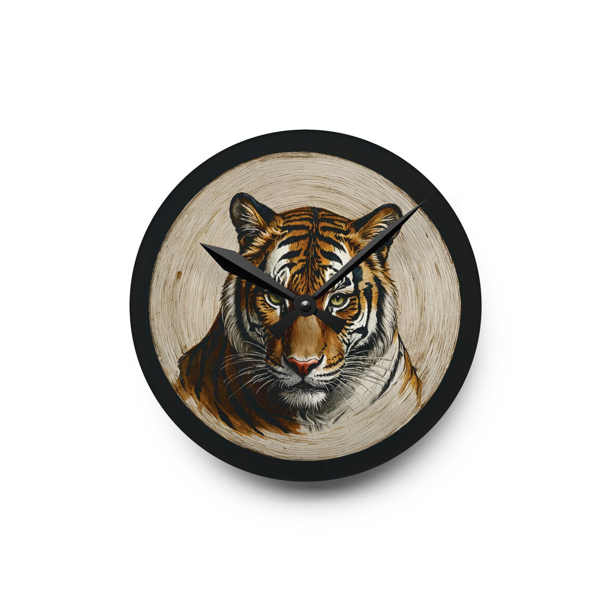 Tiger Portrait Acrylic Wall Clock — Bold Wildlife Decor