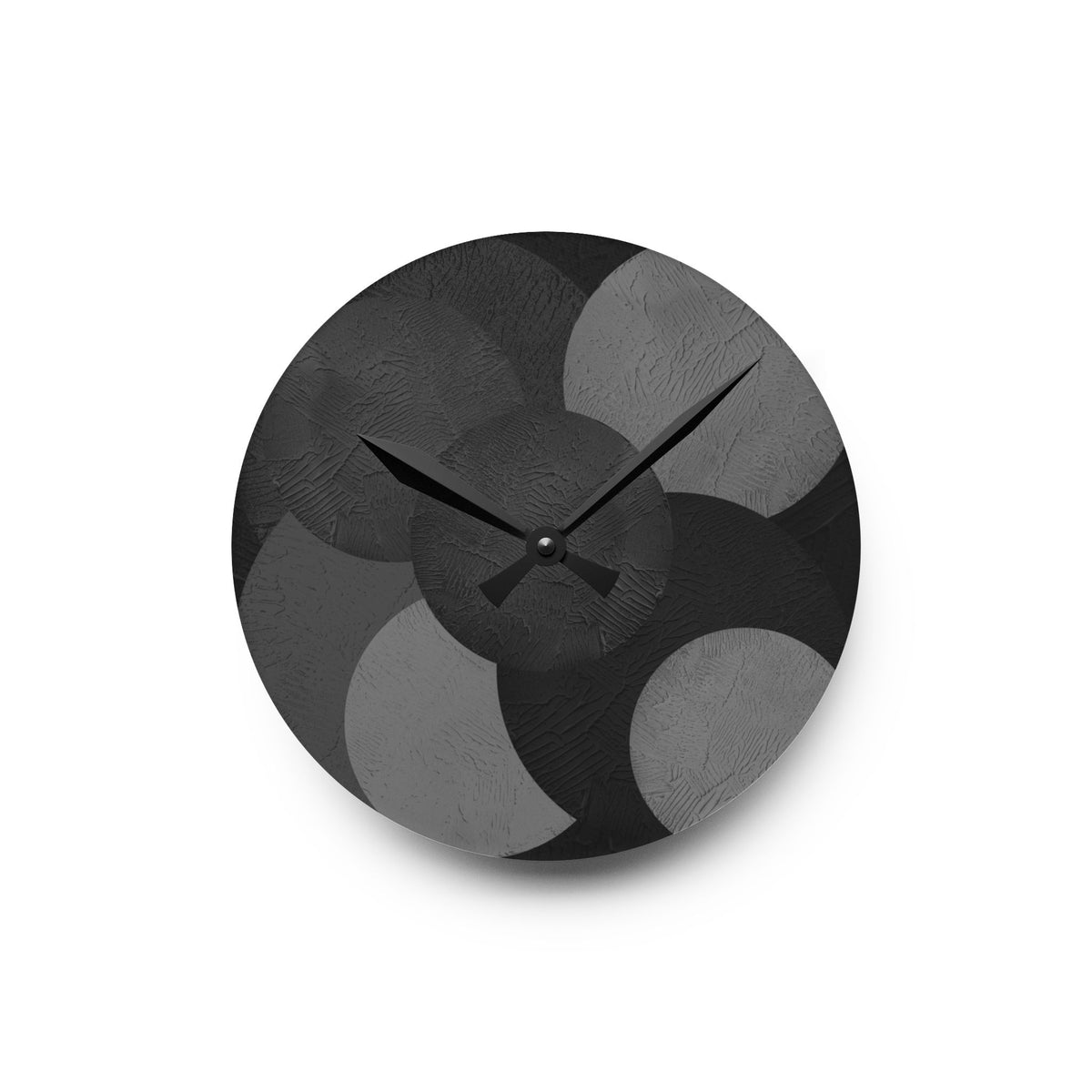 Minimalist Black & Gray Acrylic Wall Clock — Modern Abstract Circle Design