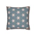 Floral Starburst Pillowcase — Blue Pink Decorative Square Pillow Cover
