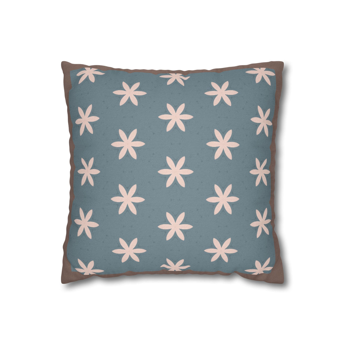 Floral Starburst Pillowcase — Blue Pink Decorative Square Pillow Cover