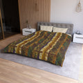 Forest Earthtone Stripes Microfiber Duvet Cover — Rustic but Elegant Woodland Bedding