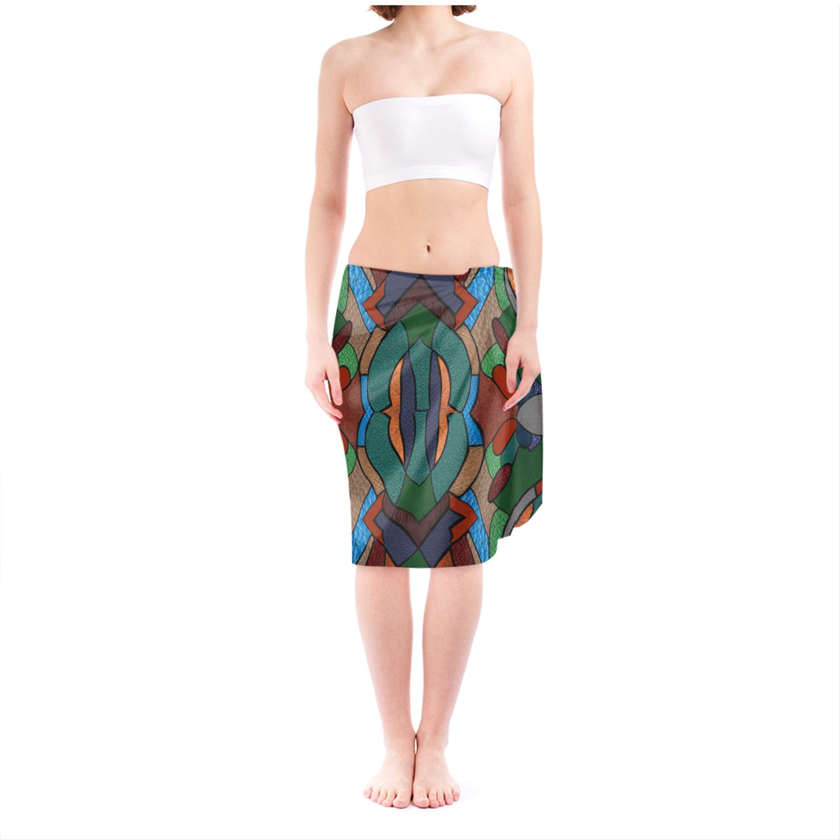 Sarong with original leather mixed stain glass look