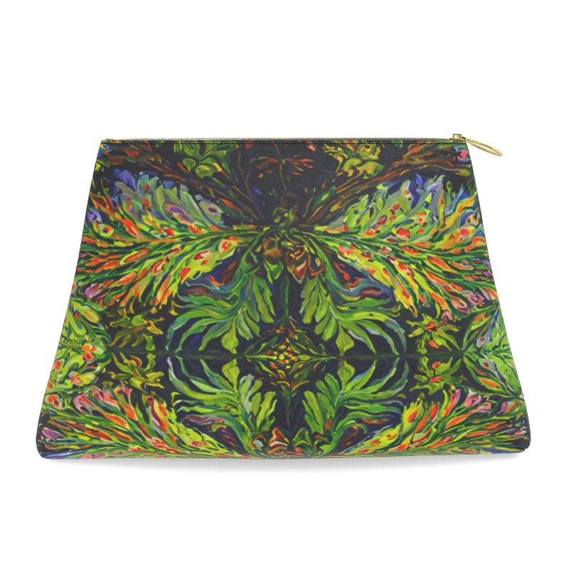 Abstract multicolored feathery designed Clutch Purse