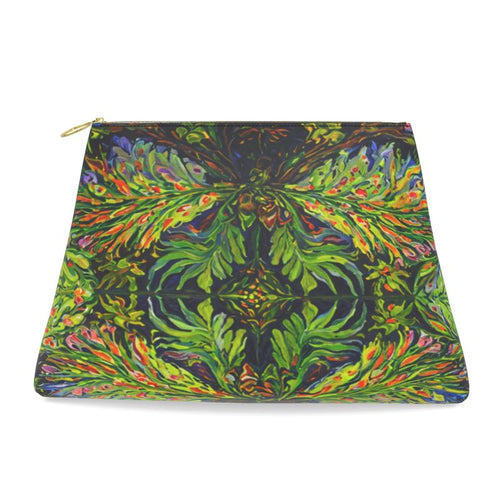 Abstract multicolored feathery designed Clutch Purse