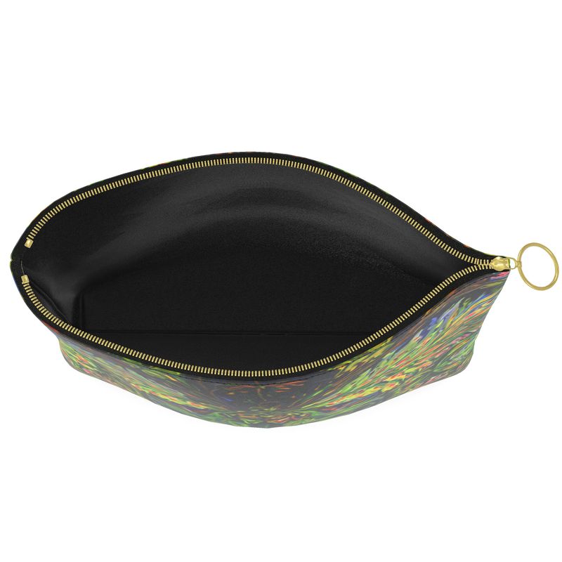 Abstract multicolored feathery designed Clutch Purse