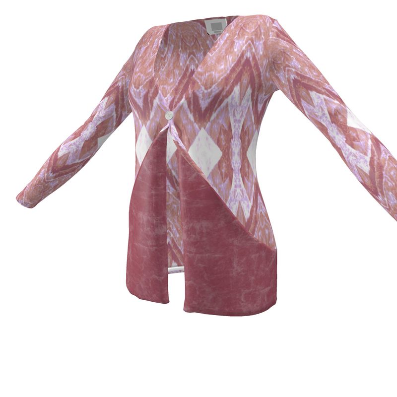 Ladies Pretty in Pink Chic Lacy Cardigan With Pockets