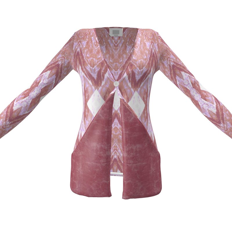 Ladies Pretty in Pink Chic Lacy Cardigan With Pockets