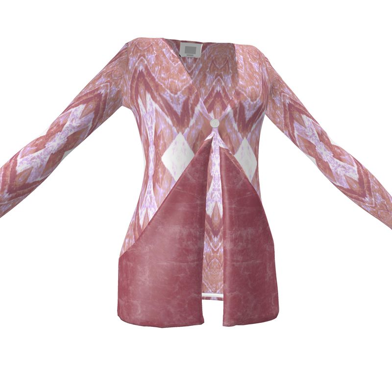 Ladies Pretty in Pink Chic Lacy Cardigan With Pockets