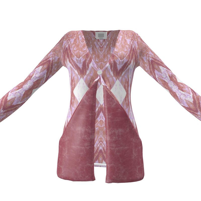 Ladies Pretty in Pink Chic Lacy Cardigan With Pockets