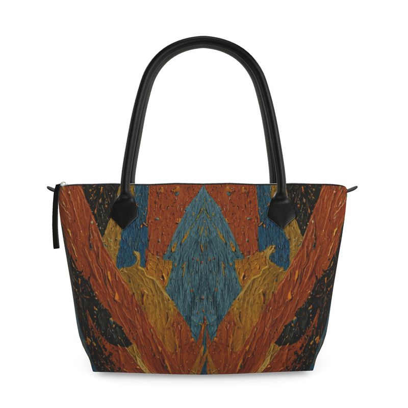 Abstract multi colored Zip Top Handbag