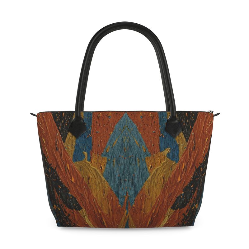 Abstract multi colored Zip Top Handbag