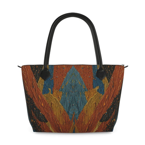 Abstract multi colored Zip Top Handbag