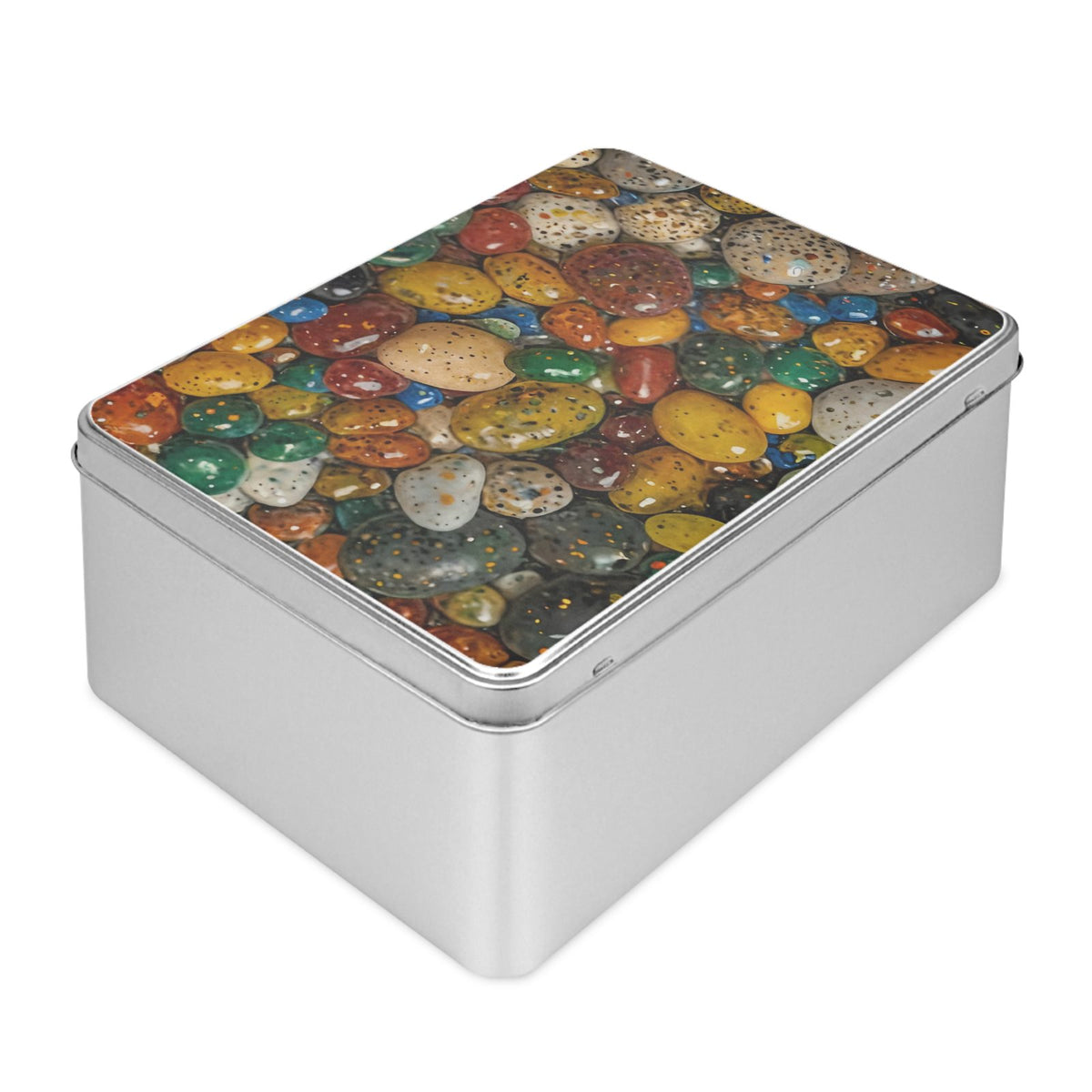 Biscuit Tin wit painted rocks
