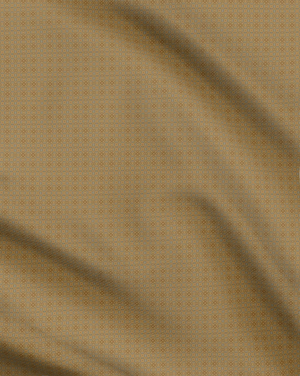 Metallic Golds on Green Intricate Fabric Printing