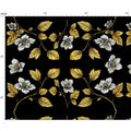 Cotton Fabric Metallic look Gold and White