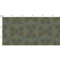 Fabric Metallic Gold on Green Intricate Repeat Pattern