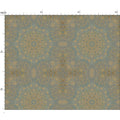 Metallic Gold on Light Green Intricate Fabric Printing