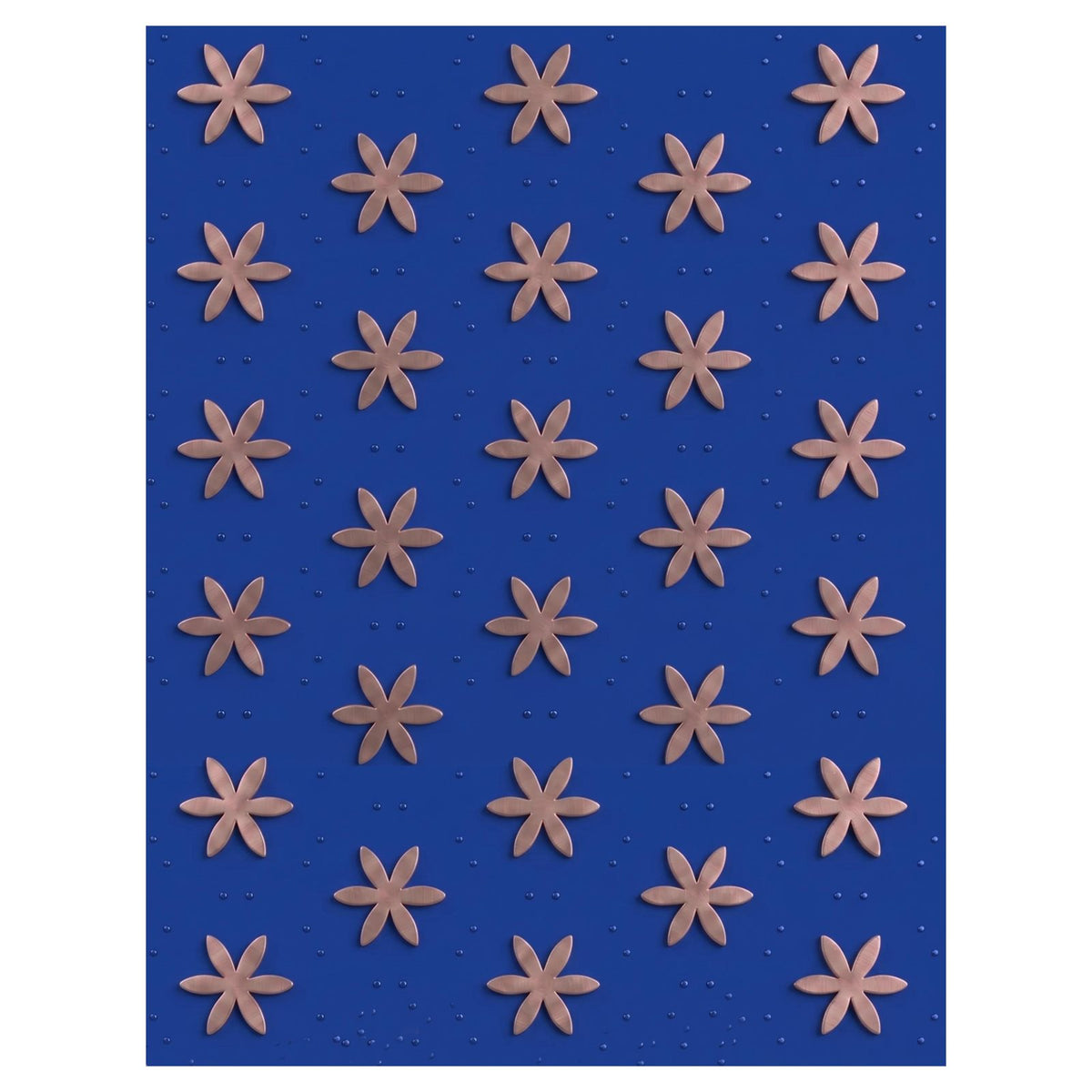 Washable Rug Copper Metallic 6 pt Stars on Luminous Blue