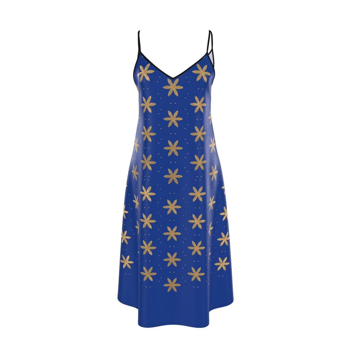 Slip Dress in Blue with Gold Metallic Look Stars Color of the Year