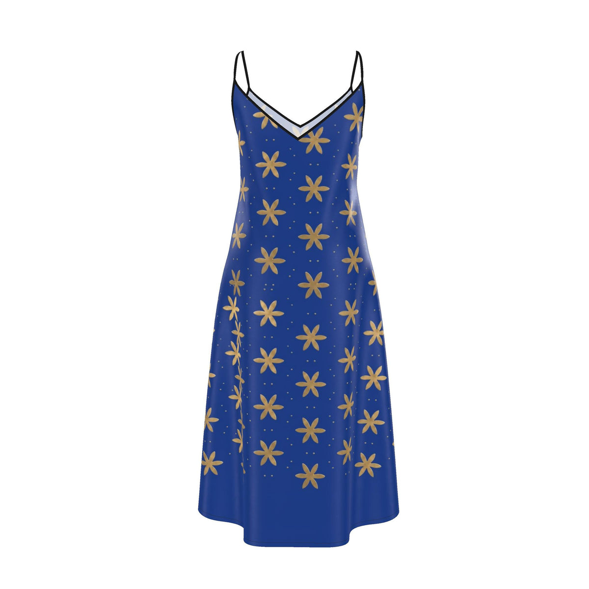 Slip Dress in Blue with Gold Metallic Look Stars Color of the Year