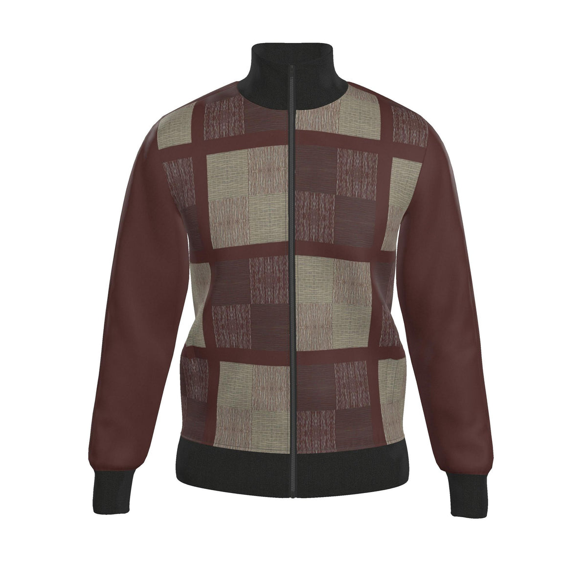 Mens Tracksuit Jacket Red and Tan Plaid