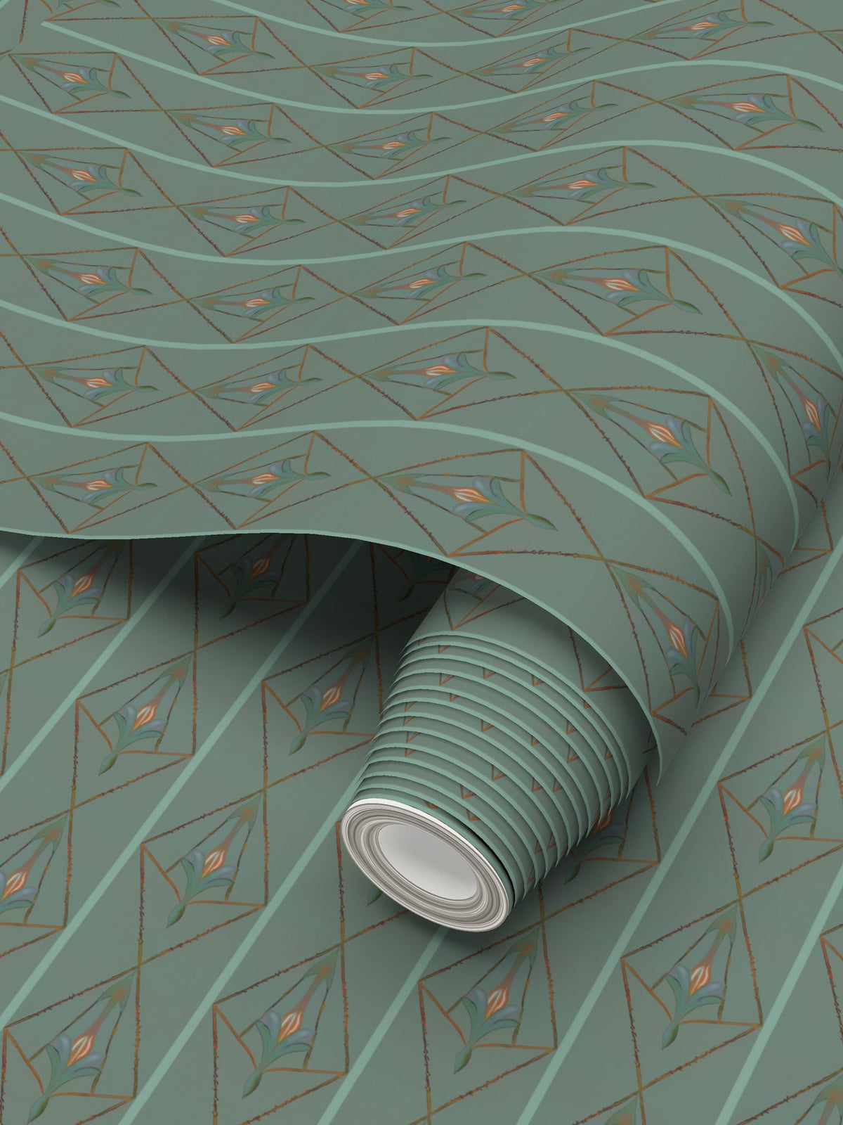 Repeat Pattern Wallpaper Abstract Lantern half drop 6"