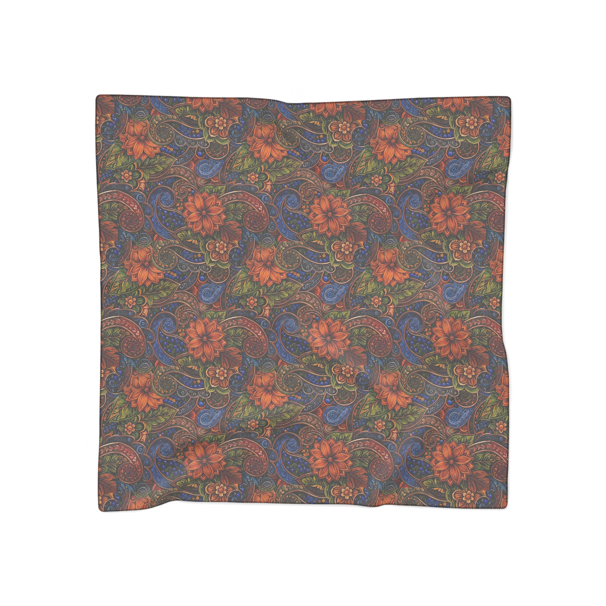Floral Paisley Silk-Feel Scarf — Boho Autumn Wrap for Women