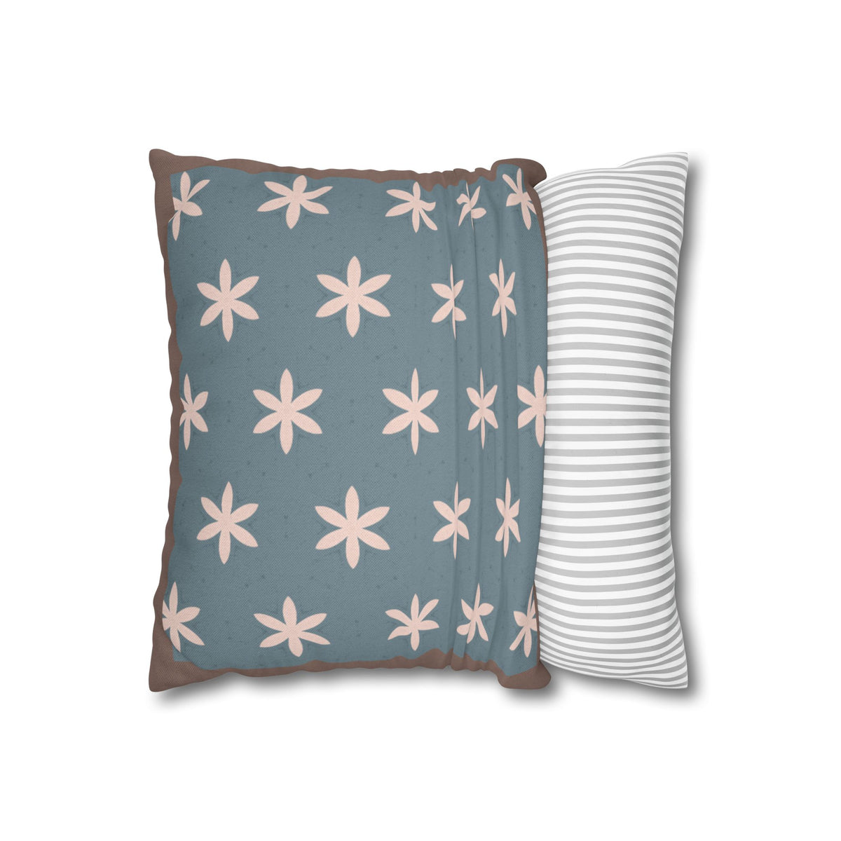 Floral Starburst Pillowcase — Blue Pink Decorative Square Pillow Cover