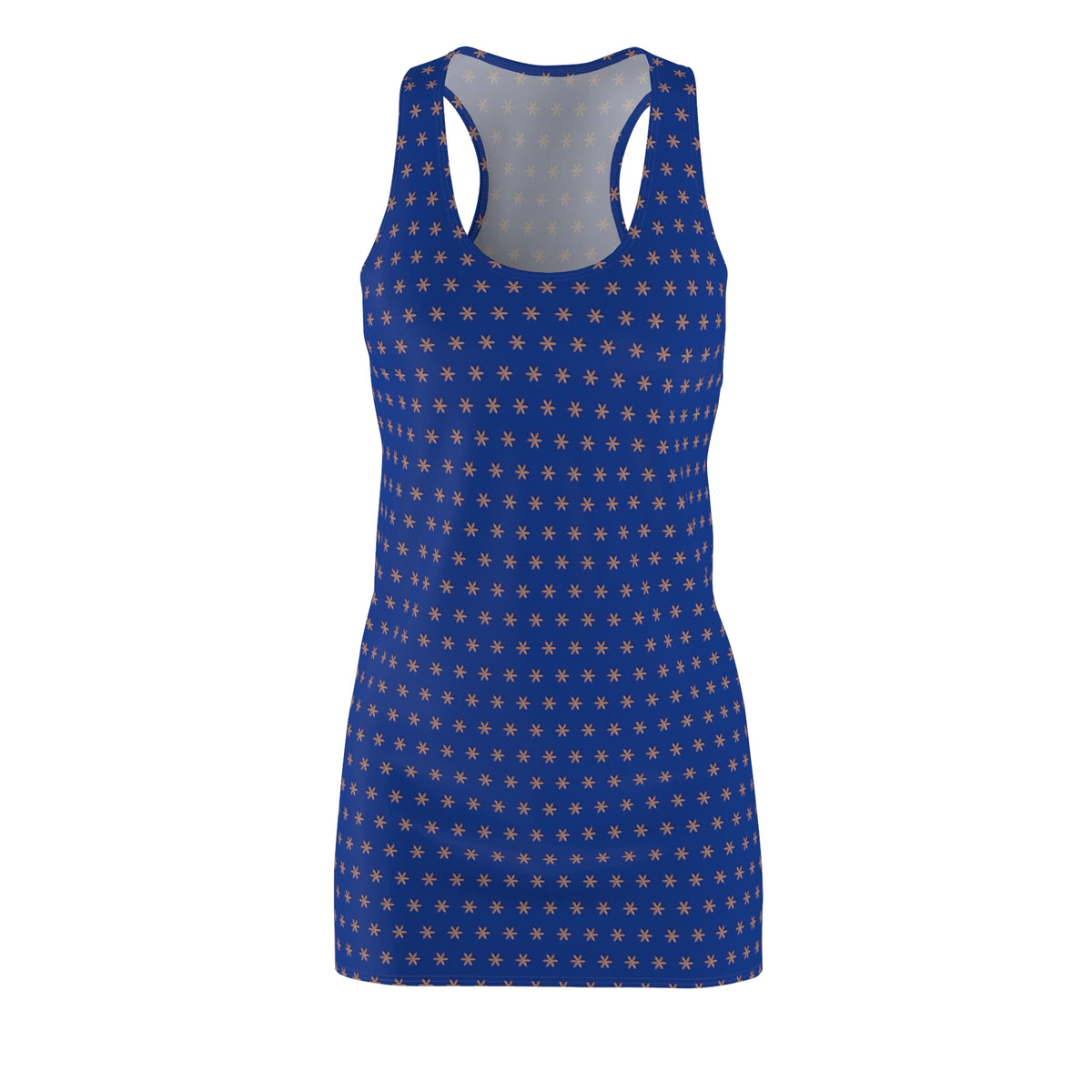 Luminous Blue & Copper Starburst Racerback Dress — All-Over Print Summer Sundress