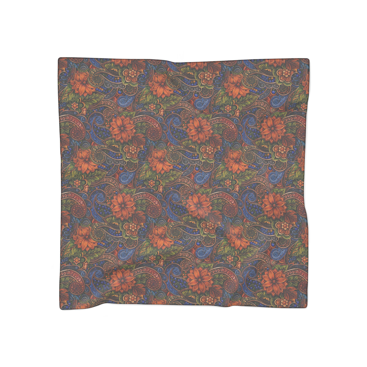 Floral Paisley Silk-Feel Scarf — Boho Autumn Wrap for Women
