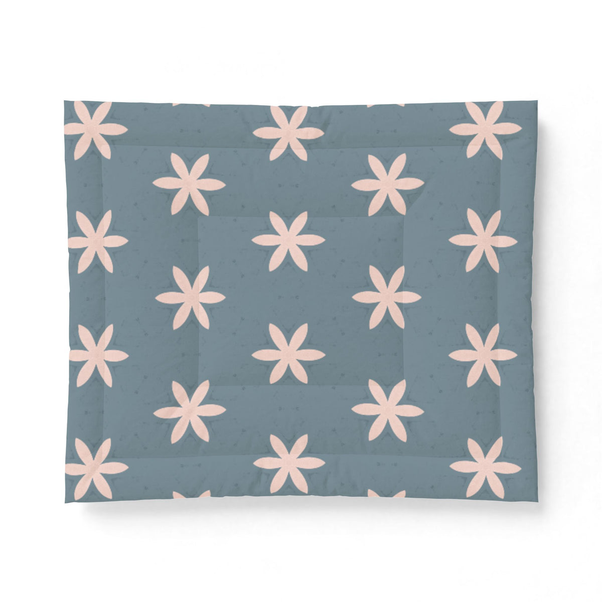 Floral Cotton Comforter – Light Pink Pattern on Cottage Door Blue