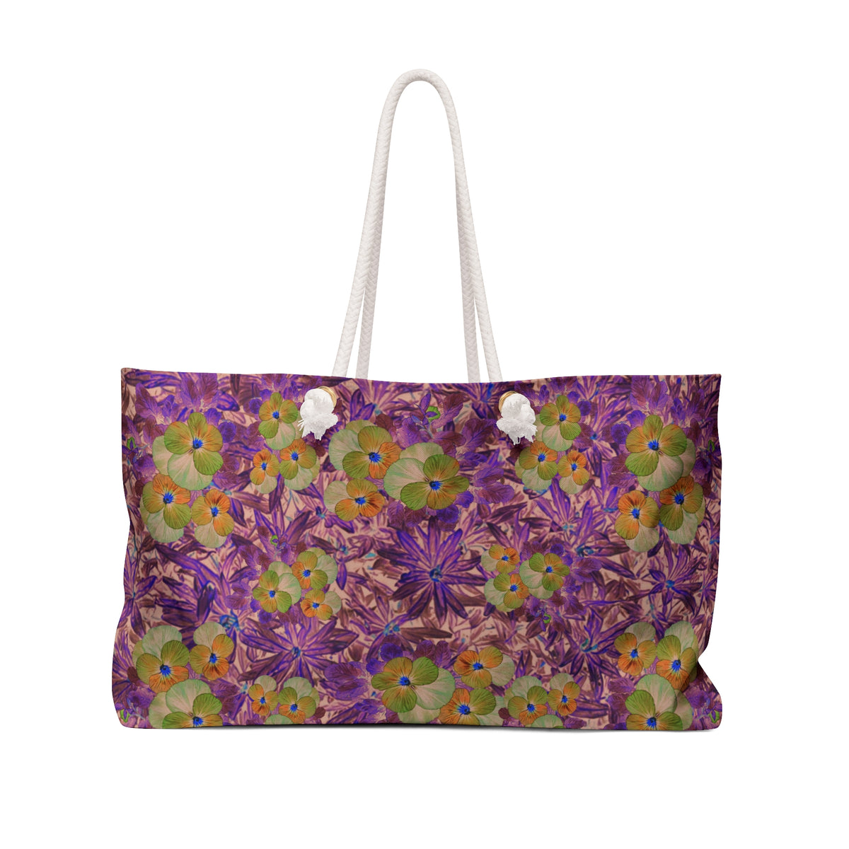 Floral Violet Weekender Bag — Boho Travel Tote for Weekend Getaways