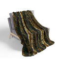 Camo Woodland Sherpa Blanket — Rustic Forest Fleece Throw Multicolored Dark